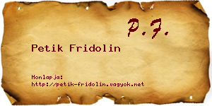 Petik Fridolin névjegykártya